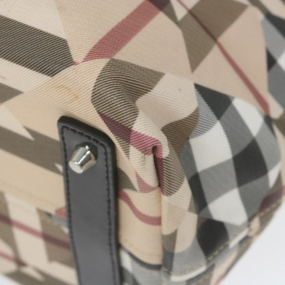 Burberry Nova Check Tote Bag PVC Leather Beige Auth ki3736
