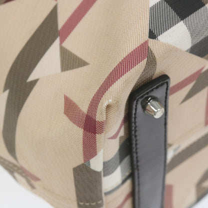 Burberry Nova Check Tote Bag PVC Leather Beige Auth ki3736