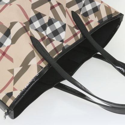 Burberry Nova Check Tote Bag PVC Leather Beige Auth ki3736