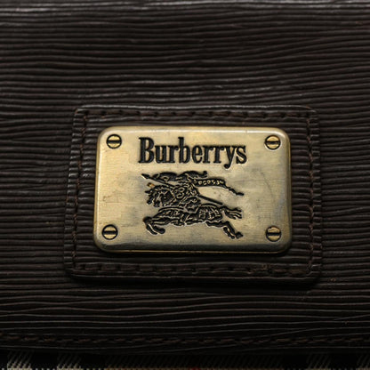 BurberrySs Nova Check Clutch Bag Nylon Canvas Brown Auth ki3865