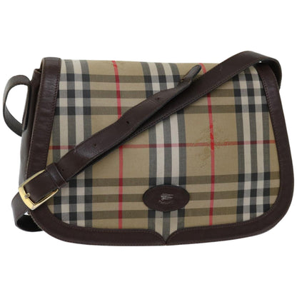 BurberrySs Nova Check Shoulder Bag Canvas Beige Auth ki4096