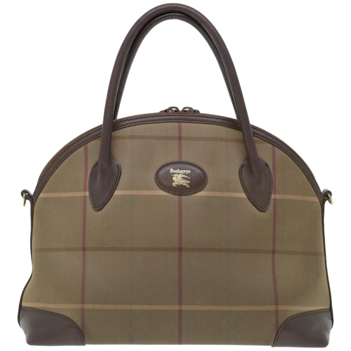 BURBERRYSs Nova Check Hand Bag Canvas 2way Brown Auth ki4099