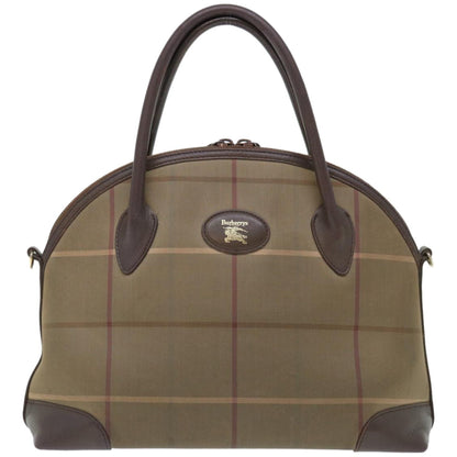 BURBERRYSs Nova Check Hand Bag Canvas 2way Brown Auth ki4099