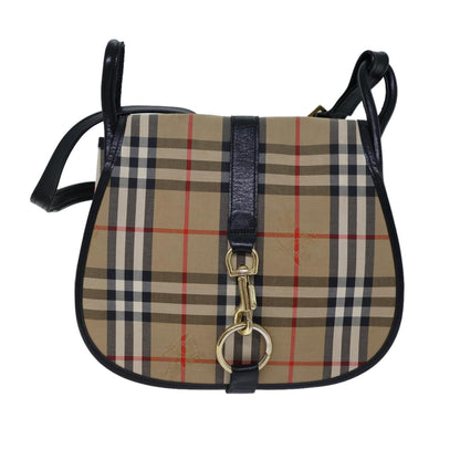 BURBERRYSs Nova Check Shoulder Bag Canvas Beige Auth ki4382