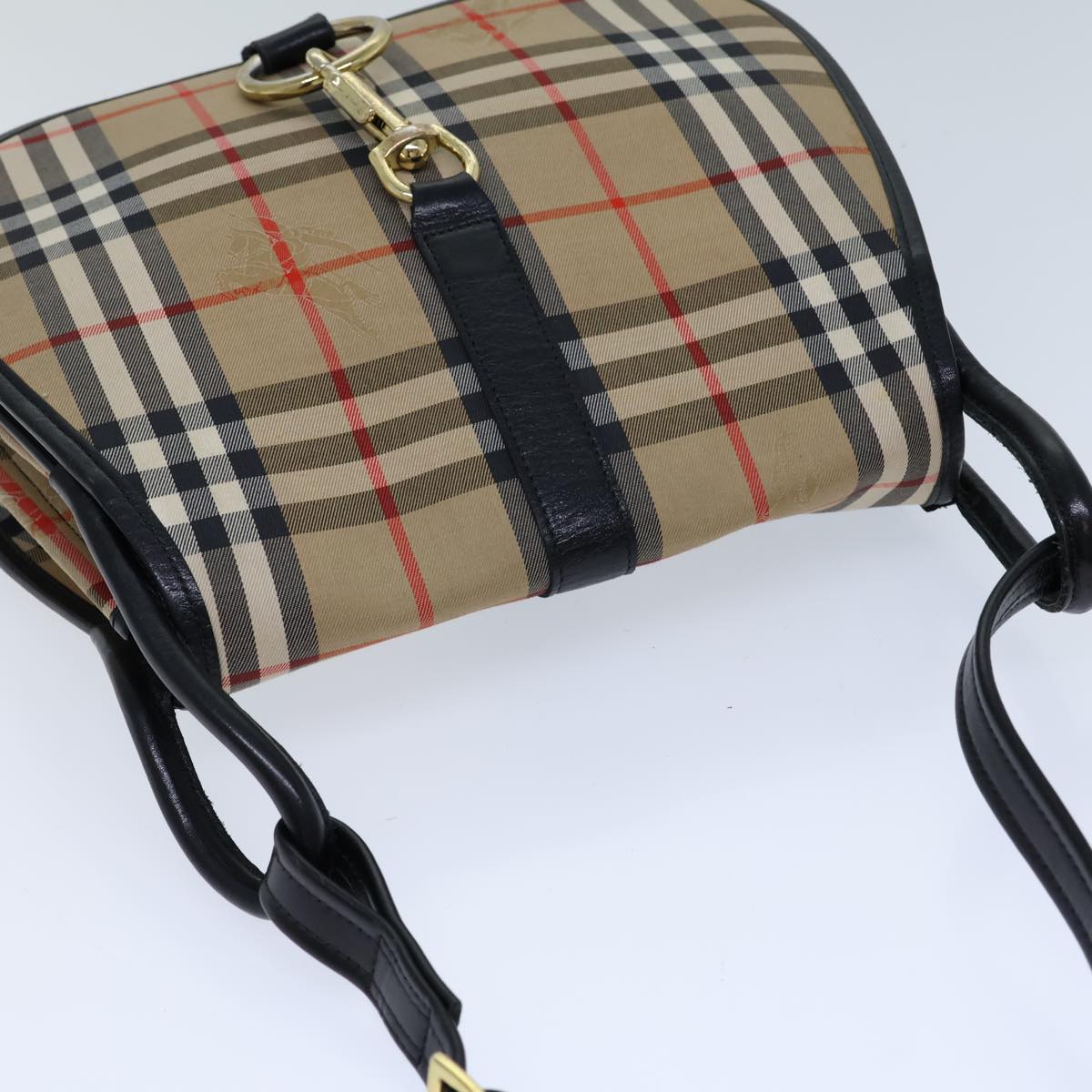 BURBERRYSs Nova Check Shoulder Bag Canvas Beige Auth ki4382