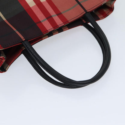 BURBERRY Nova Check Hand Bag Canvas Red Black Auth ki4392