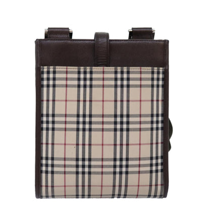 BURBERRY Nova Check Shoulder Bag Canvas Beige Brown Auth ki4418