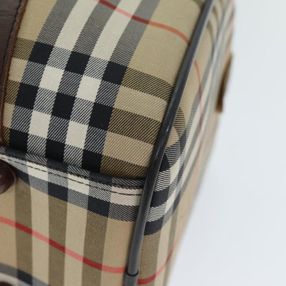 BURBERRYSs Nova Check Boston Bag Canvas Beige Auth ki4441