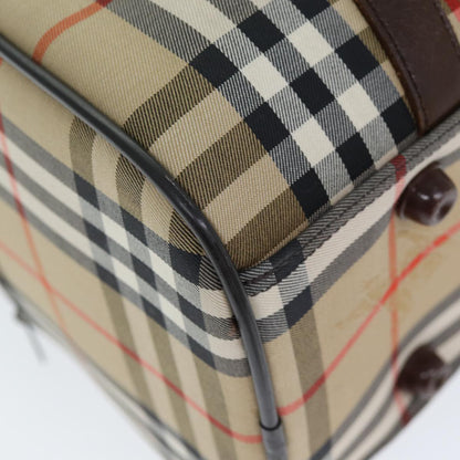 BURBERRYSs Nova Check Boston Bag Canvas Beige Auth ki4441