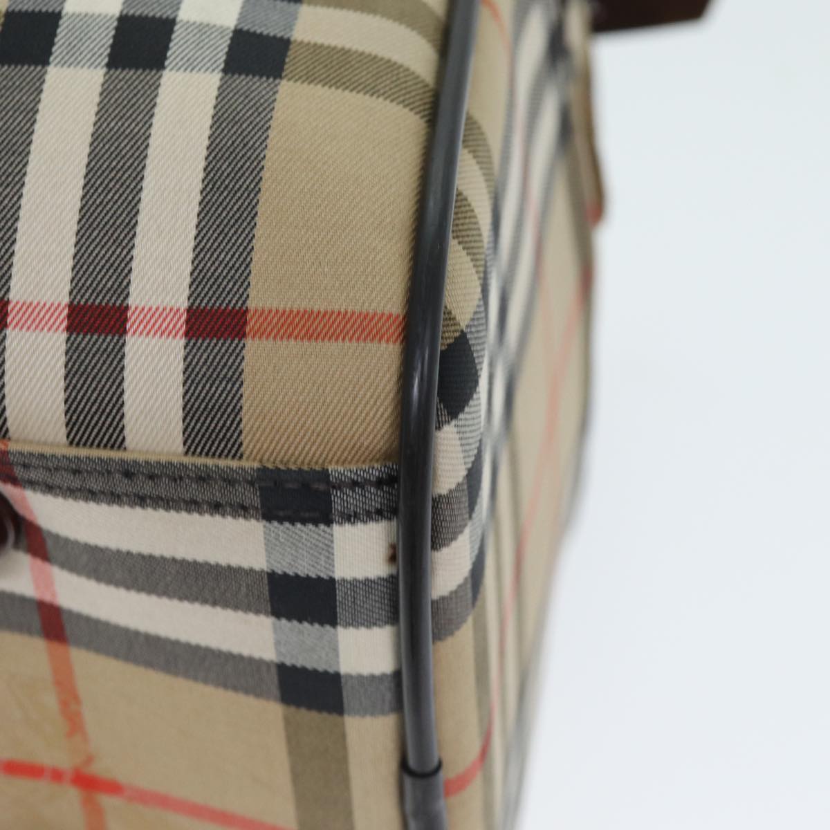 BURBERRYSs Nova Check Boston Bag Canvas Beige Auth ki4441