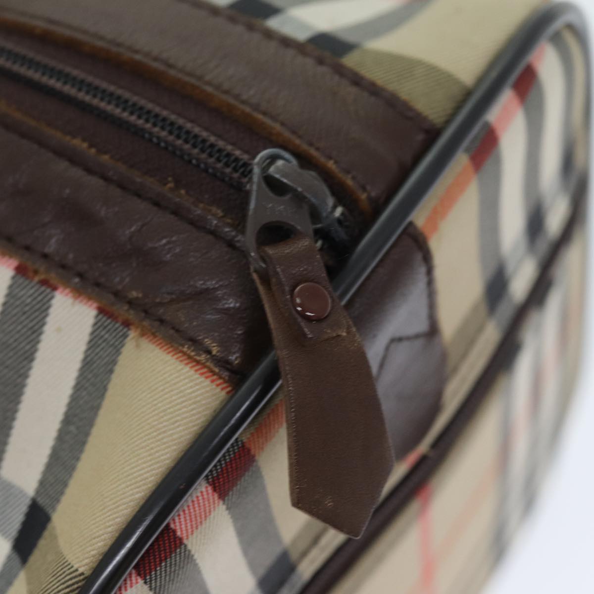 BURBERRYSs Nova Check Boston Bag Canvas Beige Auth ki4441