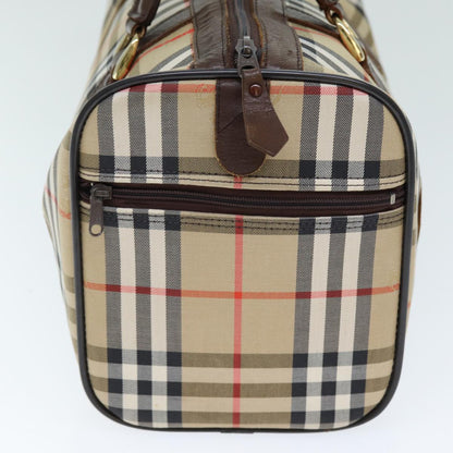BURBERRYSs Nova Check Boston Bag Canvas Beige Auth ki4441