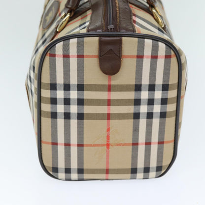 BURBERRYSs Nova Check Boston Bag Canvas Beige Auth ki4441