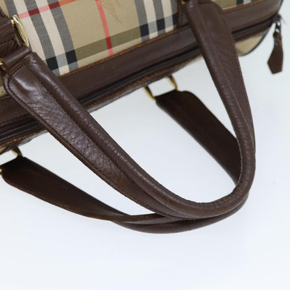 BURBERRYSs Nova Check Boston Bag Canvas Beige Auth ki4441