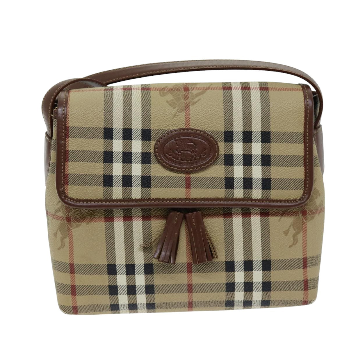 BURBERRYSs Nova Check Shoulder Bag PVC Leather Auth ki4534