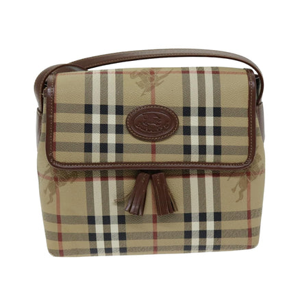 BURBERRYSs Nova Check Shoulder Bag PVC Leather Auth ki4534