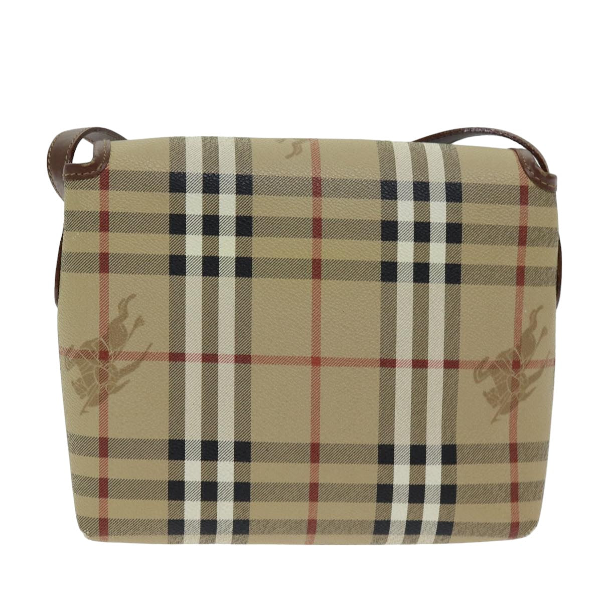 BURBERRYSs Nova Check Shoulder Bag PVC Leather Auth ki4534