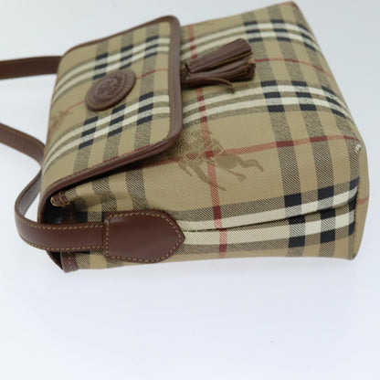 BURBERRYSs Nova Check Shoulder Bag PVC Leather Auth ki4534