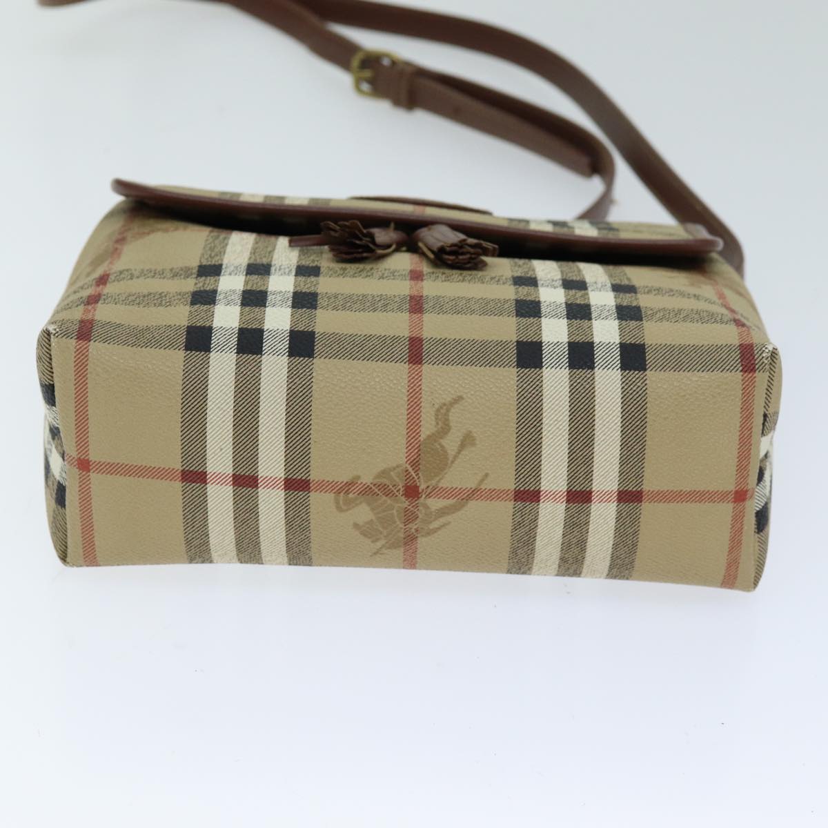 BURBERRYSs Nova Check Shoulder Bag PVC Leather Auth ki4534