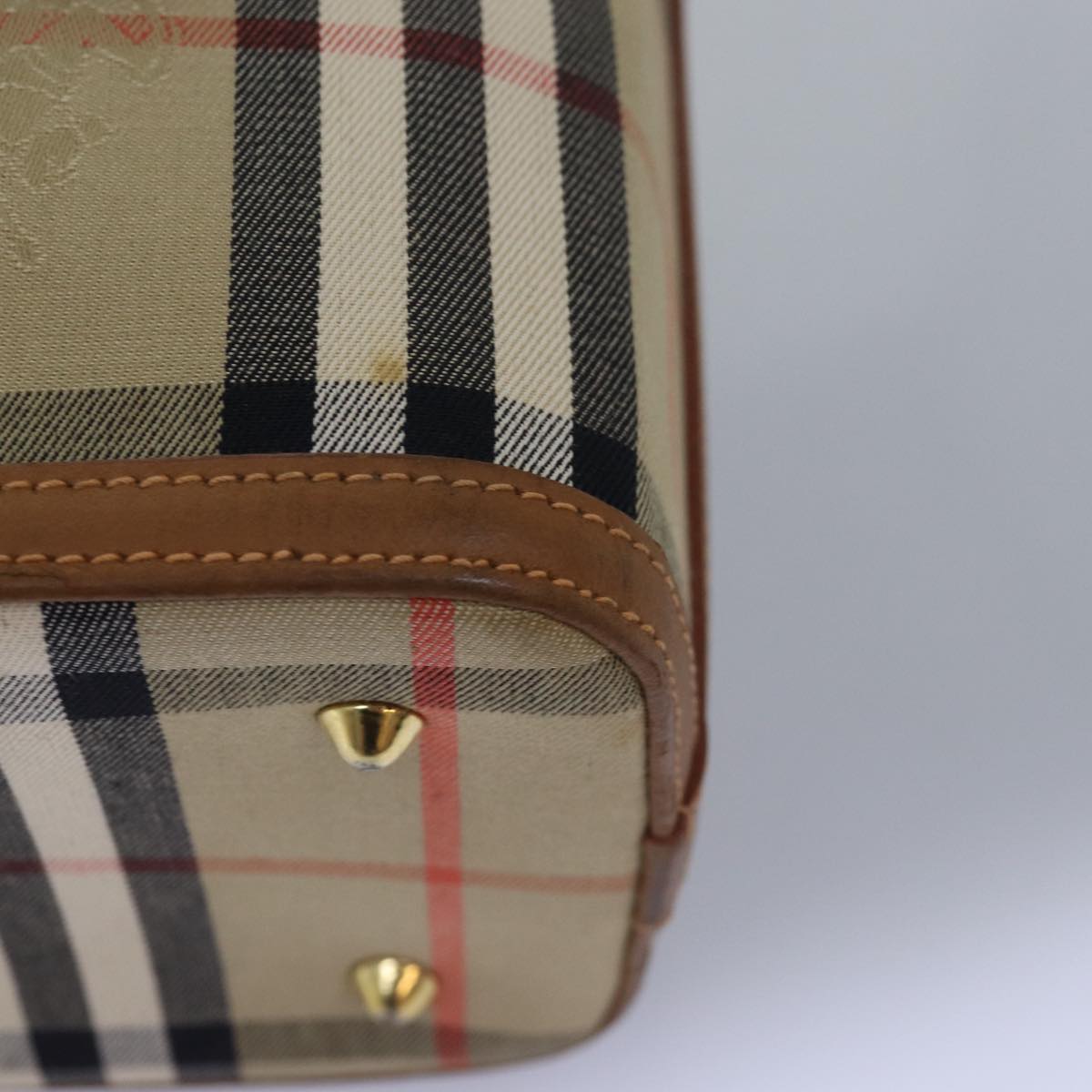 BURBERRYSs Nova Check Hand Bag Canvas Beige Auth ki4571