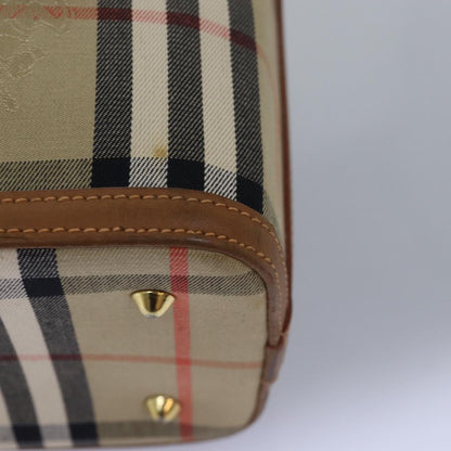 BURBERRYSs Nova Check Hand Bag Canvas Beige Auth ki4571