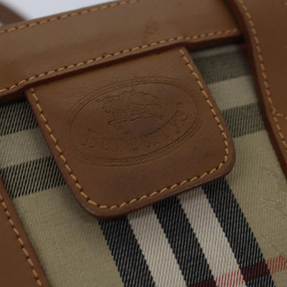 BURBERRYSs Nova Check Hand Bag Canvas Beige Auth ki4571