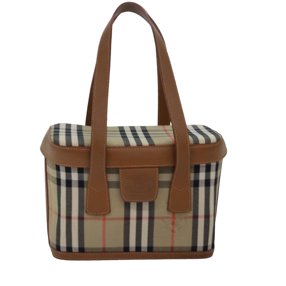 BURBERRYSs Nova Check Hand Bag Canvas Beige Auth ki4571