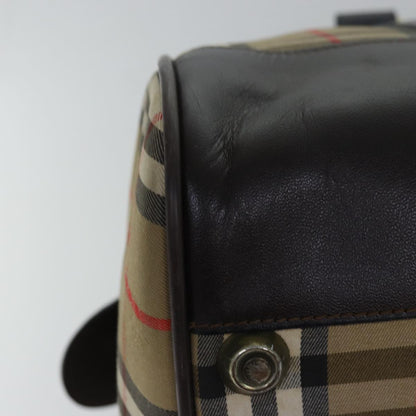 BURBERRYSs Nova Check Boston Bag Canvas Brown Beige Auth ki4621