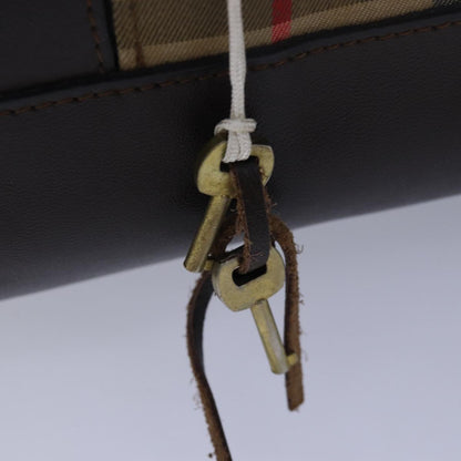 BURBERRYSs Nova Check Boston Bag Canvas Brown Beige Auth ki4621