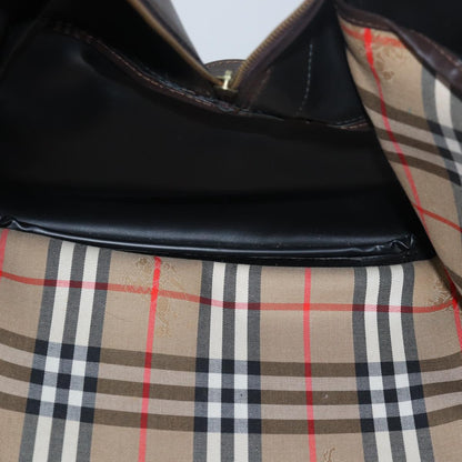 BURBERRYSs Nova Check Boston Bag Canvas Brown Beige Auth ki4621