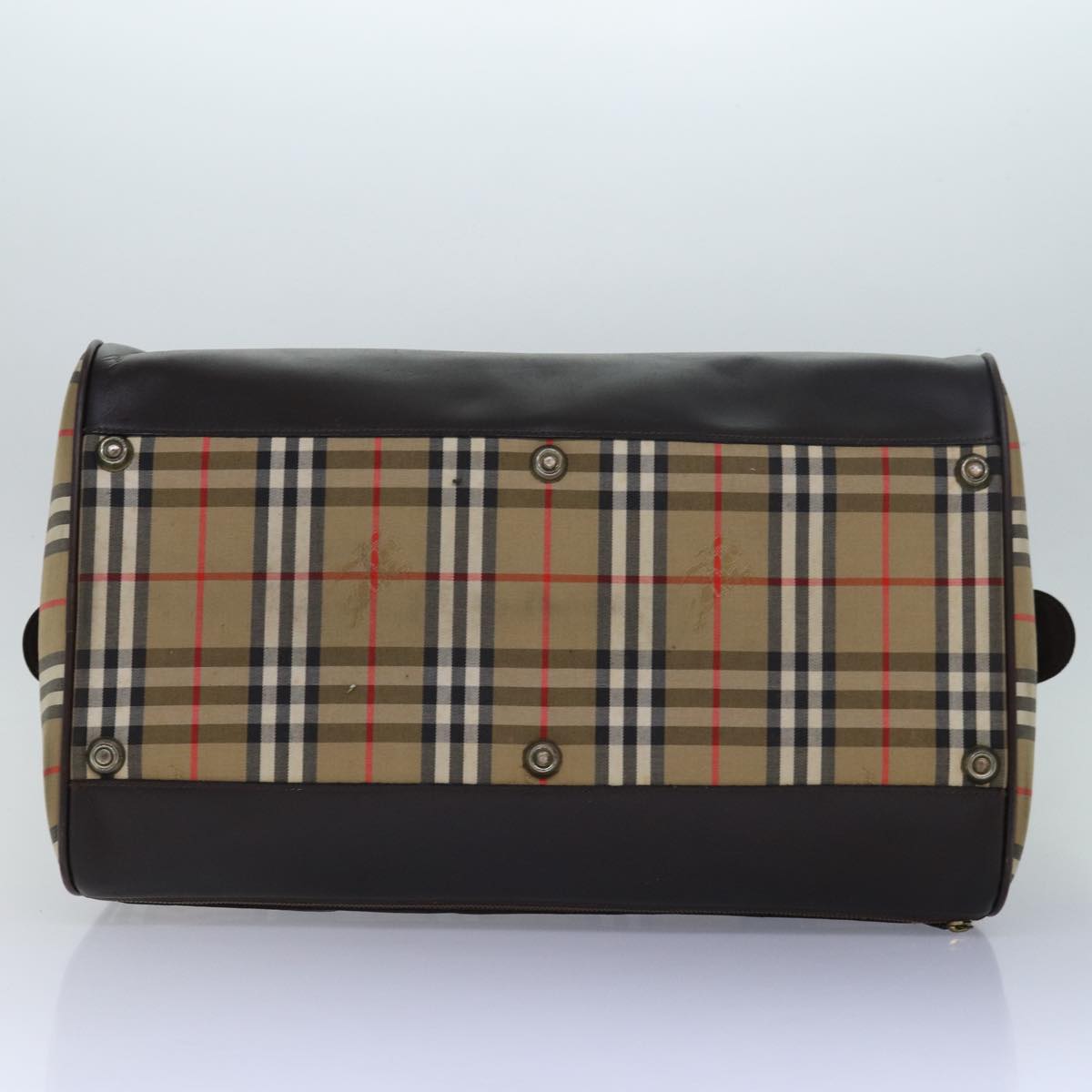 BURBERRYSs Nova Check Boston Bag Canvas Brown Beige Auth ki4621