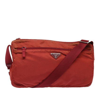 PRADA Shoulder Bag Nylon Red Auth ki4713