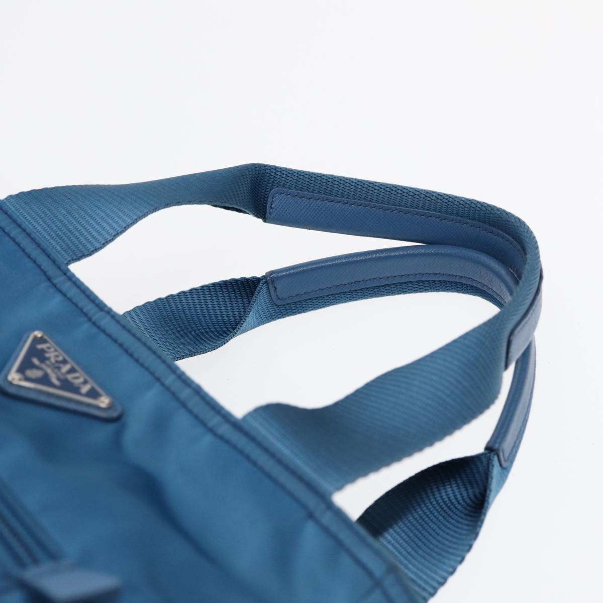 PRADA Shoulder Bag Nylon 2way Blue Silver Auth ki4799