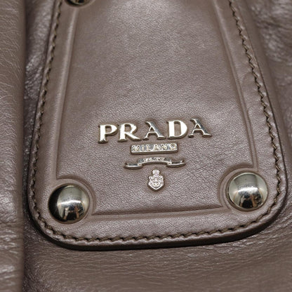 PRADA Hand Bag Leather 2way Gray Silver Auth ki4824