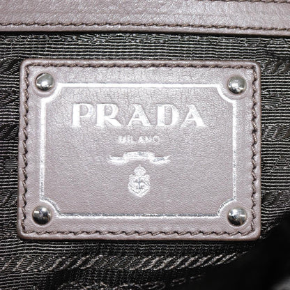 PRADA Hand Bag Leather 2way Gray Silver Auth ki4824