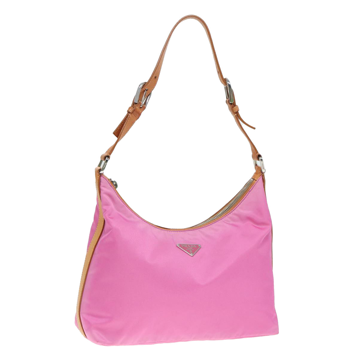 PRADA Shoulder Bag Nylon Pink Silver Auth ki4826