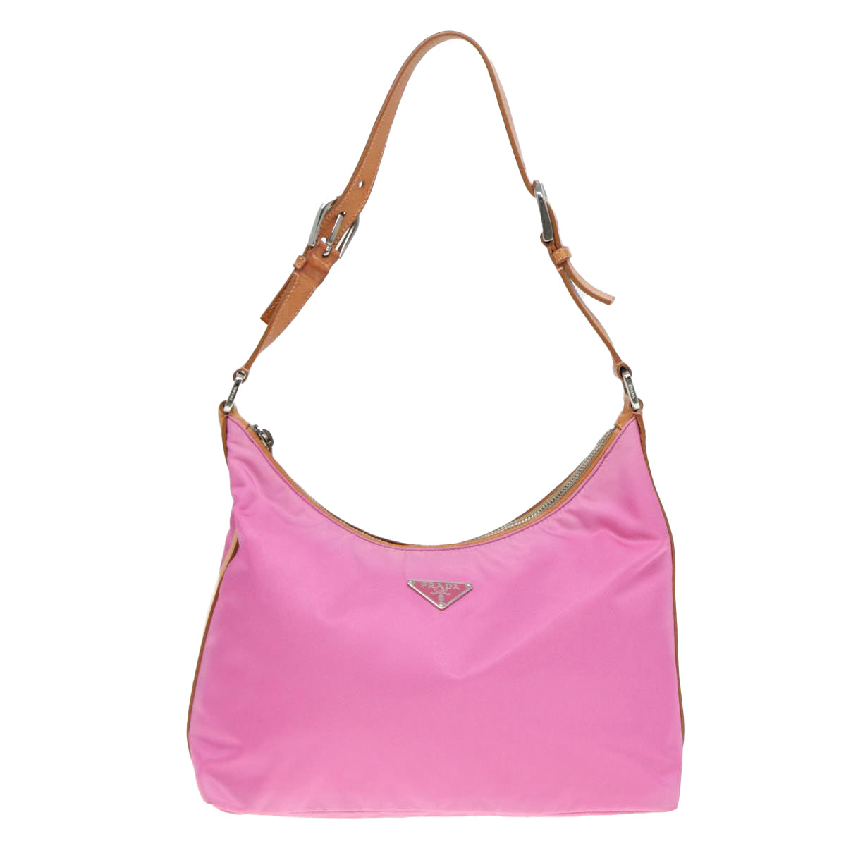 PRADA Shoulder Bag Nylon Pink Silver Auth ki4826