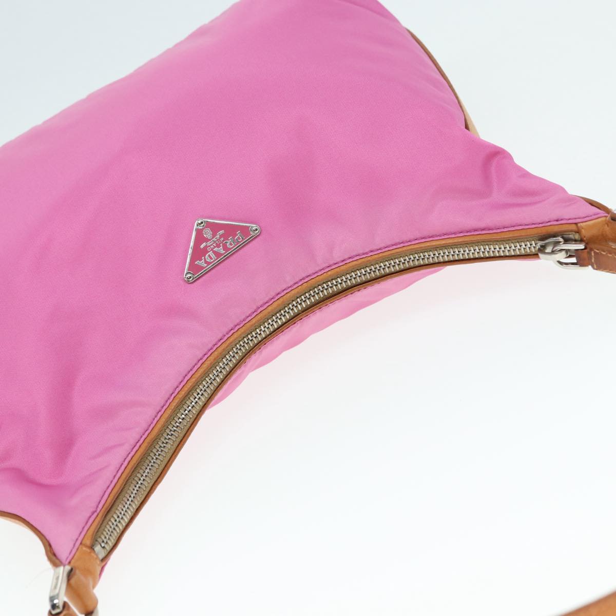 PRADA Shoulder Bag Nylon Pink Silver Auth ki4826