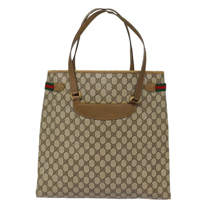 GUCCI GG Supreme Web Sherry Line Tote Bag PVC Beige Gold 39 02 091 Auth ki4828