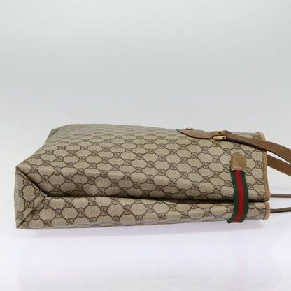 GUCCI GG Supreme Web Sherry Line Tote Bag PVC Beige Gold 39 02 091 Auth ki4828