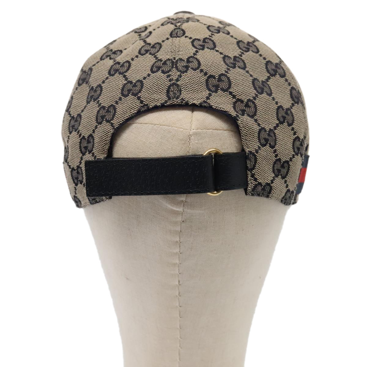 GUCCI GG Canvas Sherry Line Baseball Cap XL Red Navy 696845 Auth ki4846