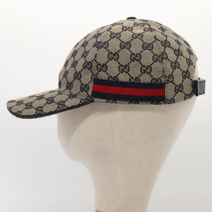 GUCCI GG Canvas Sherry Line Baseball Cap XL Red Navy 696845 Auth ki4846