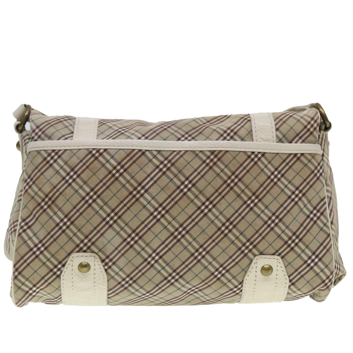 BURBERRY Nova Check Blue Label Shoulder Bag Canvas Beige Auth ki4854