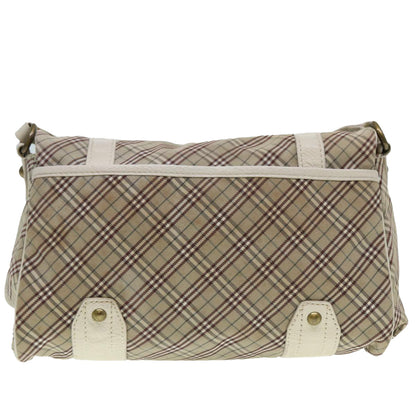 BURBERRY Nova Check Blue Label Shoulder Bag Canvas Beige Auth ki4854