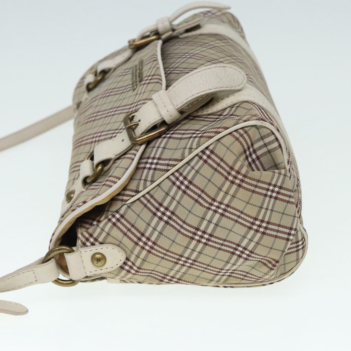 BURBERRY Nova Check Blue Label Shoulder Bag Canvas Beige Auth ki4854