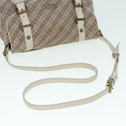 BURBERRY Nova Check Blue Label Shoulder Bag Canvas Beige Auth ki4854
