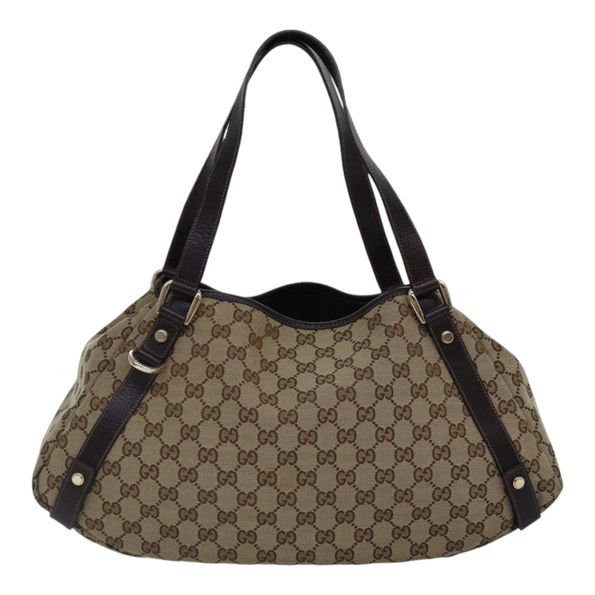 GUCCI GG Canvas Tote Bag Gold Beige 130736 Auth ki4869