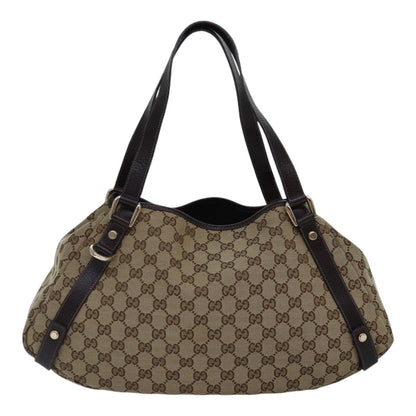 GUCCI GG Canvas Tote Bag Gold Beige 130736 Auth ki4869