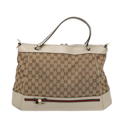 GUCCI GG Canvas Web Sherry Line Tote Bag 2way Red Beige Green 257349 Auth ki4871