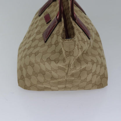 GUCCI GG Canvas Sherry Line Shoulder Bag Beige Red Auth ki4899